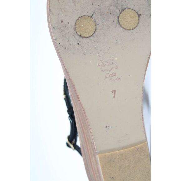 Moda Positano Womens Suede Studded Open Toe T-Strap Wedge Sandals Black Size 7US - Picture 5 of 10